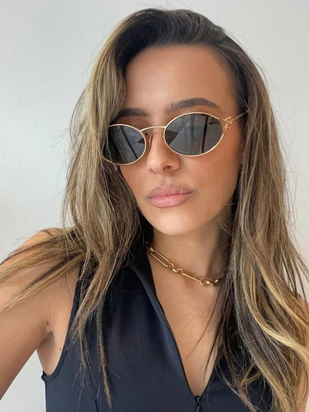 Miu Miu Women Sunglasses LOGO Pale Gold Grey Oval MU52YS ZVN80Q NEW AUTHENTIC